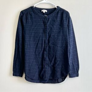 Loft Mono Woven Cotton Button Front Blouse